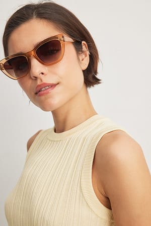 Light Brown Pointy Transparent Sunglasses
