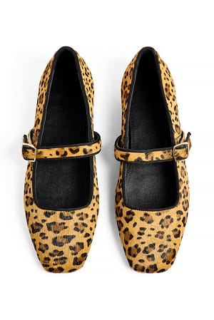 Leopard Printed Leather Ballerinas