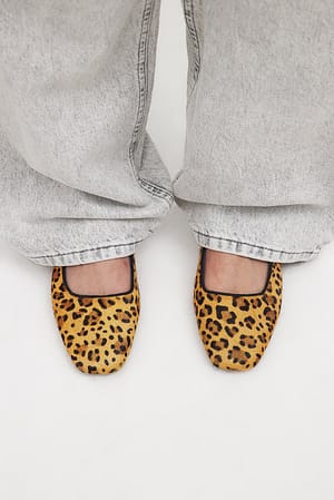 Leopard Printed Leather Ballerinas