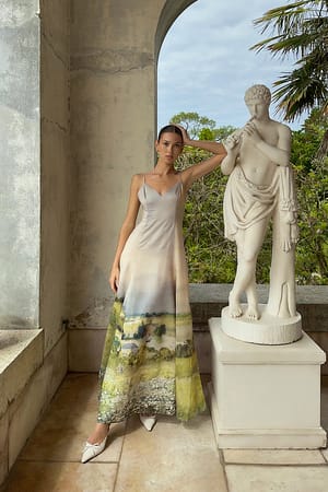 Nature Printed Maxi Slip Dress