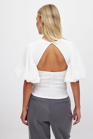 White Puff Sleeve Top