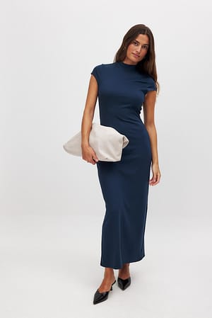 Navy Vestido midi de punto