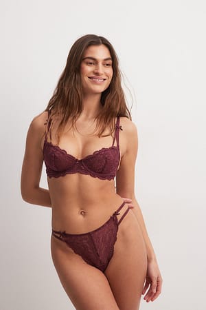 Burgundy Qute Double Strap Thong
