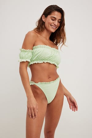 Green Återvunnen bikinitopp med fransdetalj