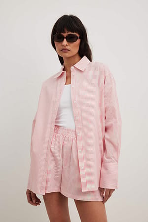 Pink Stripe Lässiges Baumwollhemd