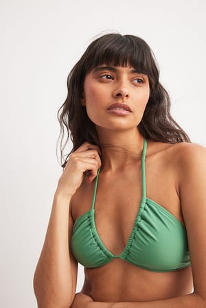 Green Gesmokte triangel bikinitop