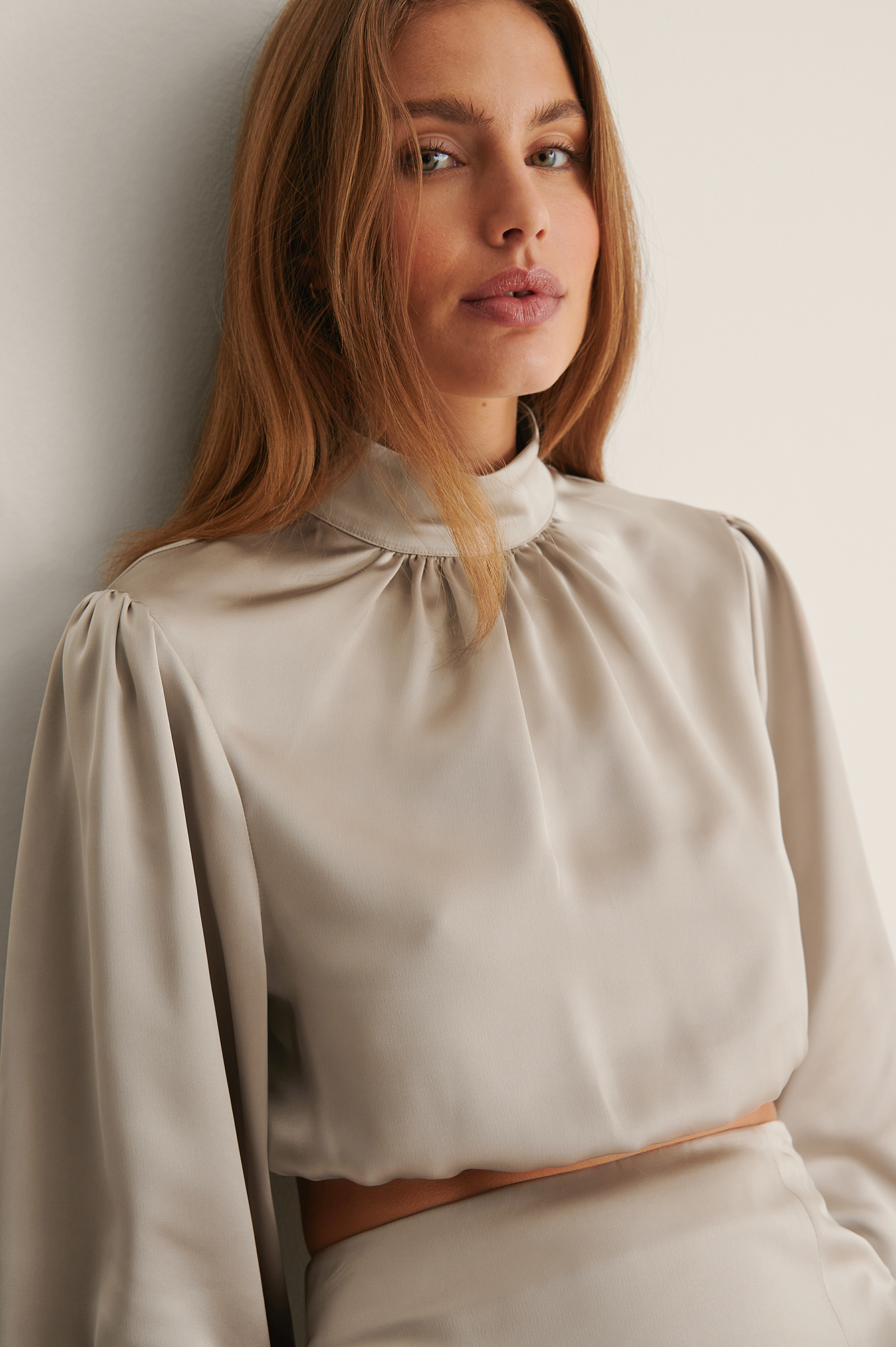 Turtleneck shop satin blouse