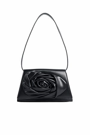 Black Borsa a spalla con rosa