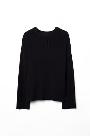 Round Neck Knitted Sweater Black | NA-KD