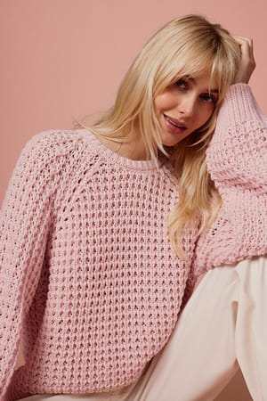Pink Round Neck Knitted Sweater