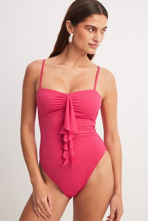 Dark Pink Ruffle Swimsuit