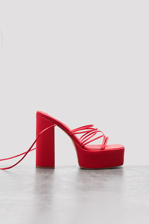 Satin Strappy Plateau Heels Red | NA-KD