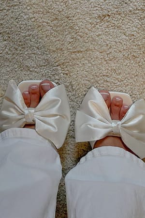 White Bow Open Toe Heels