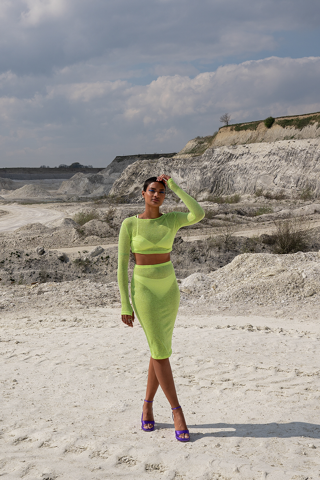 Lime green outlet pencil skirt outfit