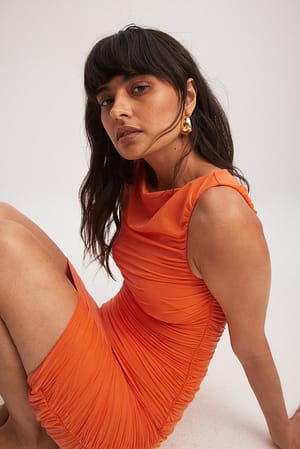 Orange Shiny Mini Dress