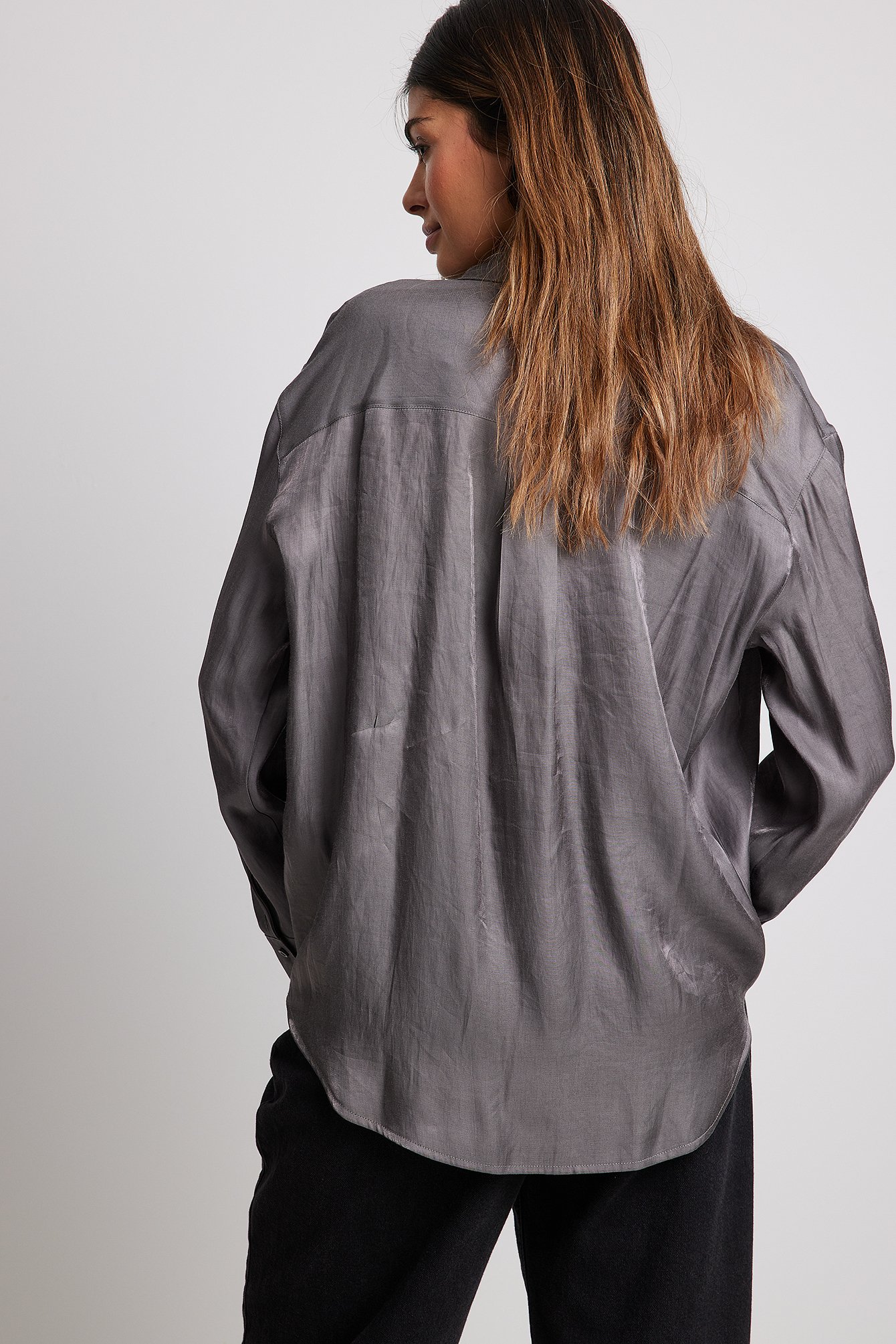 Shiny Structured Shirt Grey | NA-KD