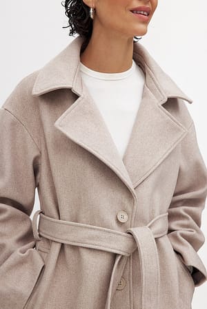 Taupe Short Belted Coat