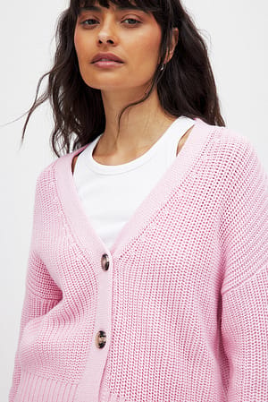 Light Pink Kurze Strickjacke