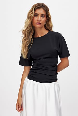 Black Jersey top met korte mouwen