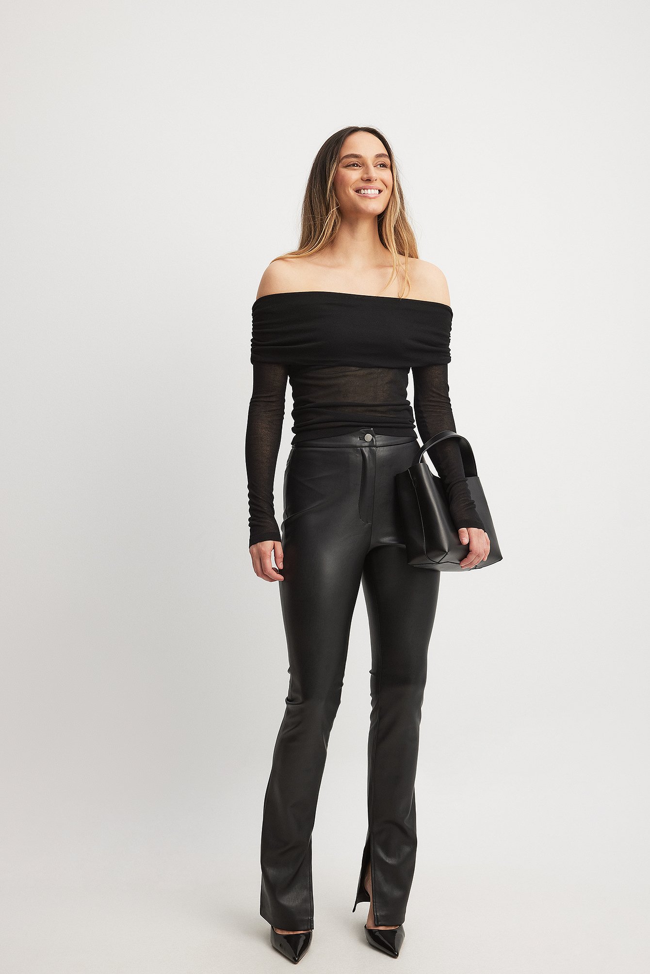 Mint Velvet Black Faux Leather Trousers | very.co.uk
