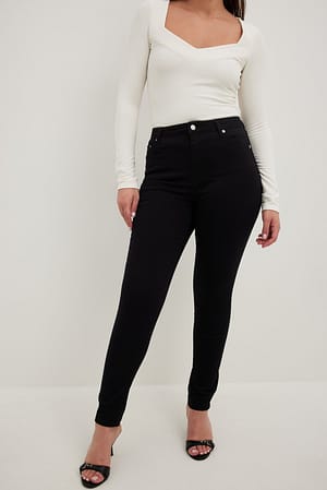 Skinny High Waist Stretch Jeans Black | NA-KD