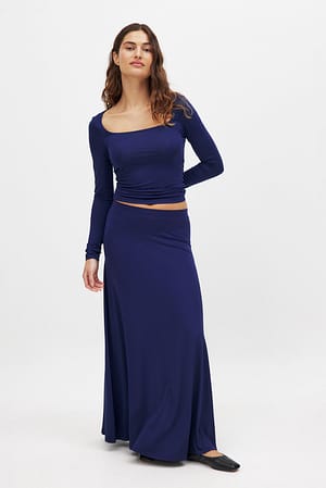 Navy Soft Line vloeiende maxi-rok