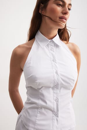 White Sleeveless Shirt Top