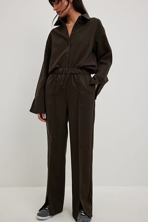 Dark Brown Anzughose mit Schlitzdetail
