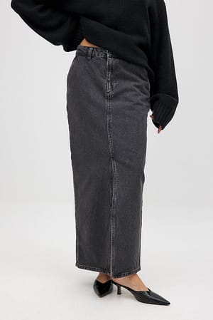 Grey Maxi gonna in denim con spacco