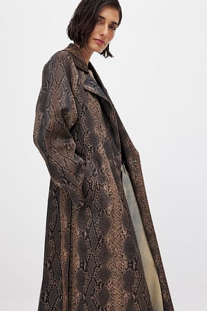 Snake Print Snake Pu Coat