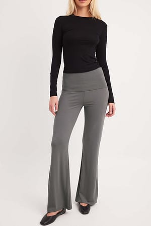 Womens Grey Flared Trousers
