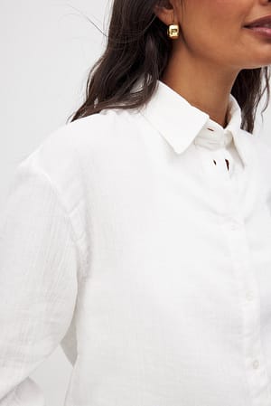 White Camicia a maniche lunghe in cotone morbido