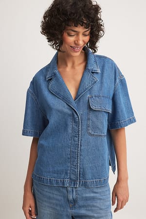 Mid Blue Zacht denim overhemd