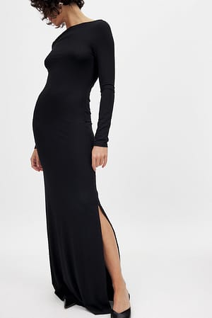 Black Soft Line maxi-jurk met boothals