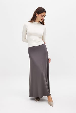 Dark Grey Soft Line vloeiende maxi-rok