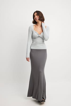 Dark Grey Soft Line Maxi Skirt