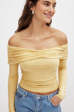 Dusty Yellow Soft Line off-the-shoulder top