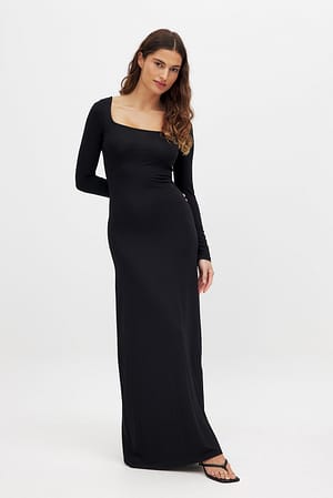 Black Soft Line maxi-jurk met ronde hals