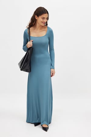 Blue Maxi abito Soft Line con scollo rotondo