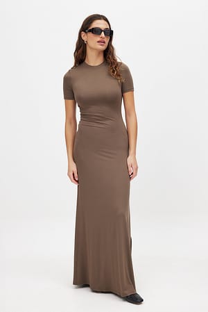 Brown Maxi abito con T-shirt Soft Line