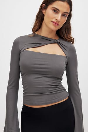 Dark Grey Top z węzłem Soft Line