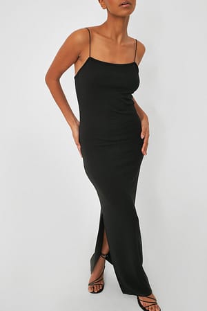 Buy BLACK SPAGHETTI STRAP SLIMMING MAXI DRESS for Women Online in