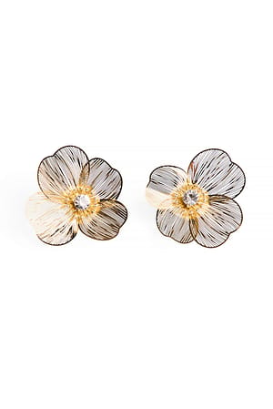 Gold Boucles d'oreilles fleur étincelantes