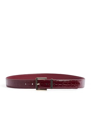 Burgundy Ceinture à boucle carrée