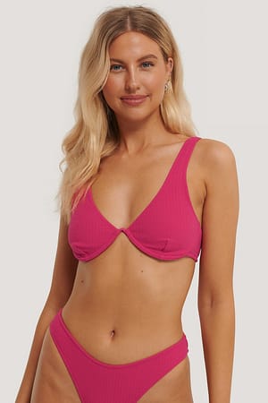 Raspberry Schnur-Detail Bikini-Top