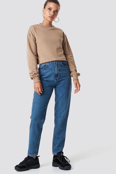 Organic Straight High Waist Jeans Blue | na-kd.com
