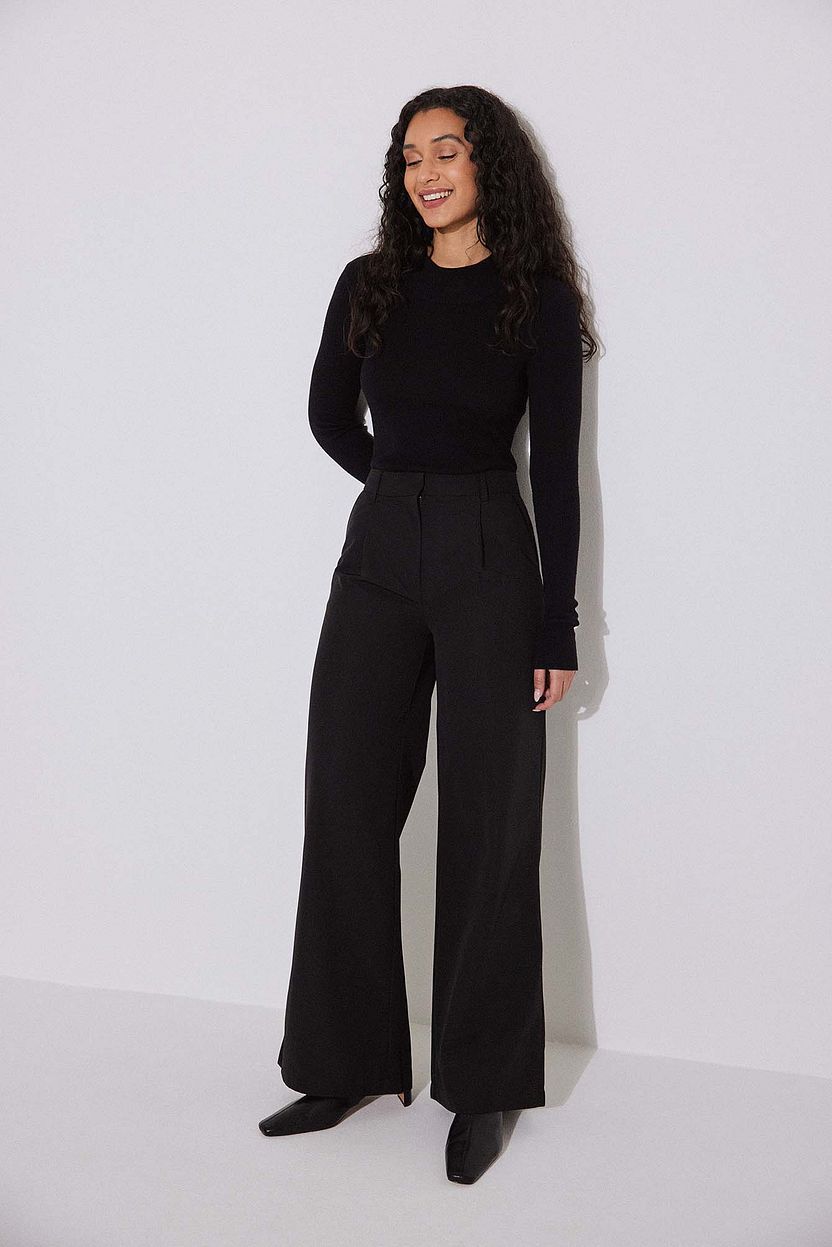 Wide Woven Trousers Black | NA-KD