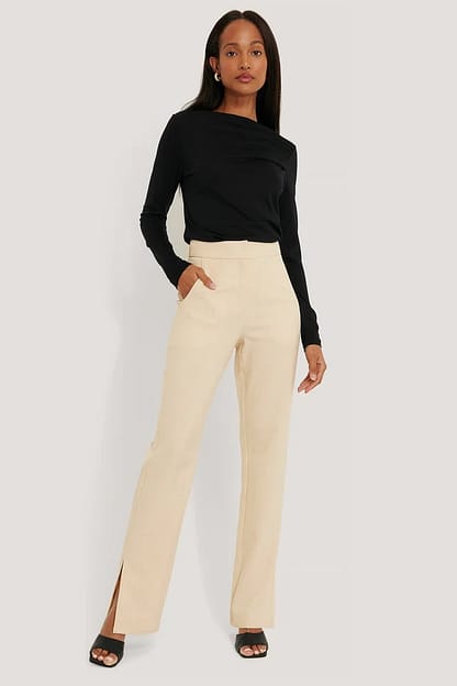 Front Slit Suit Pants Beige | na-kd.com