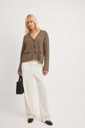 Oversized Striped Knitted Cardigan Outfit