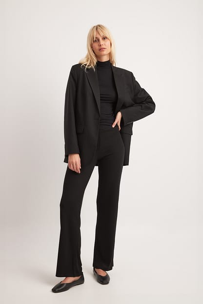 Rib Slit Jersey Pants Black | NA-KD